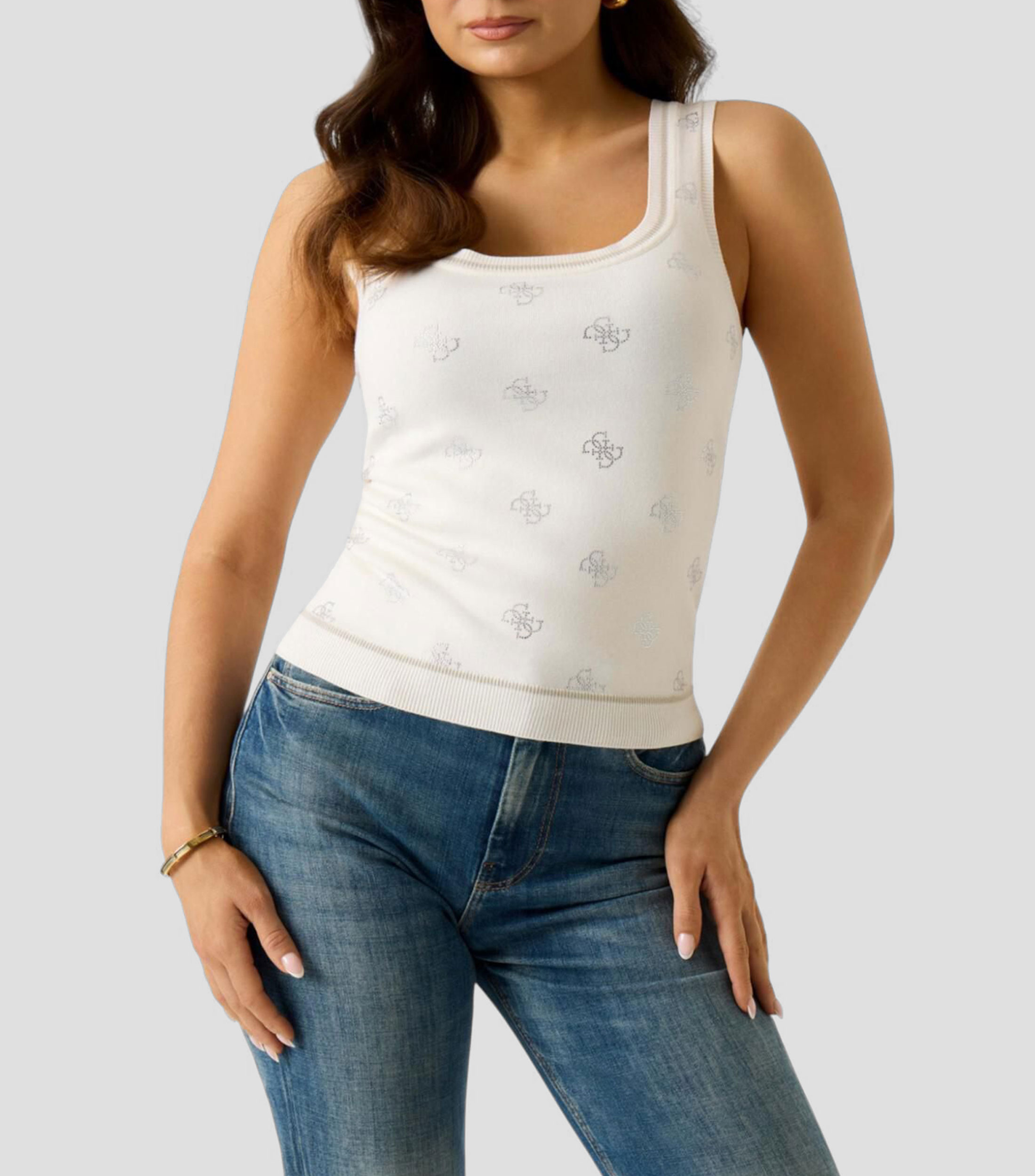 Top cuello redondo sin mangas estampado Mujer